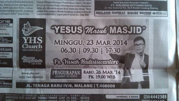 Iklan Provokatif Yesus Masuk Masjid Di Jawa Pos Gereja